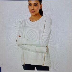 Addison Bay White Sweatshirt with Gold Zippers